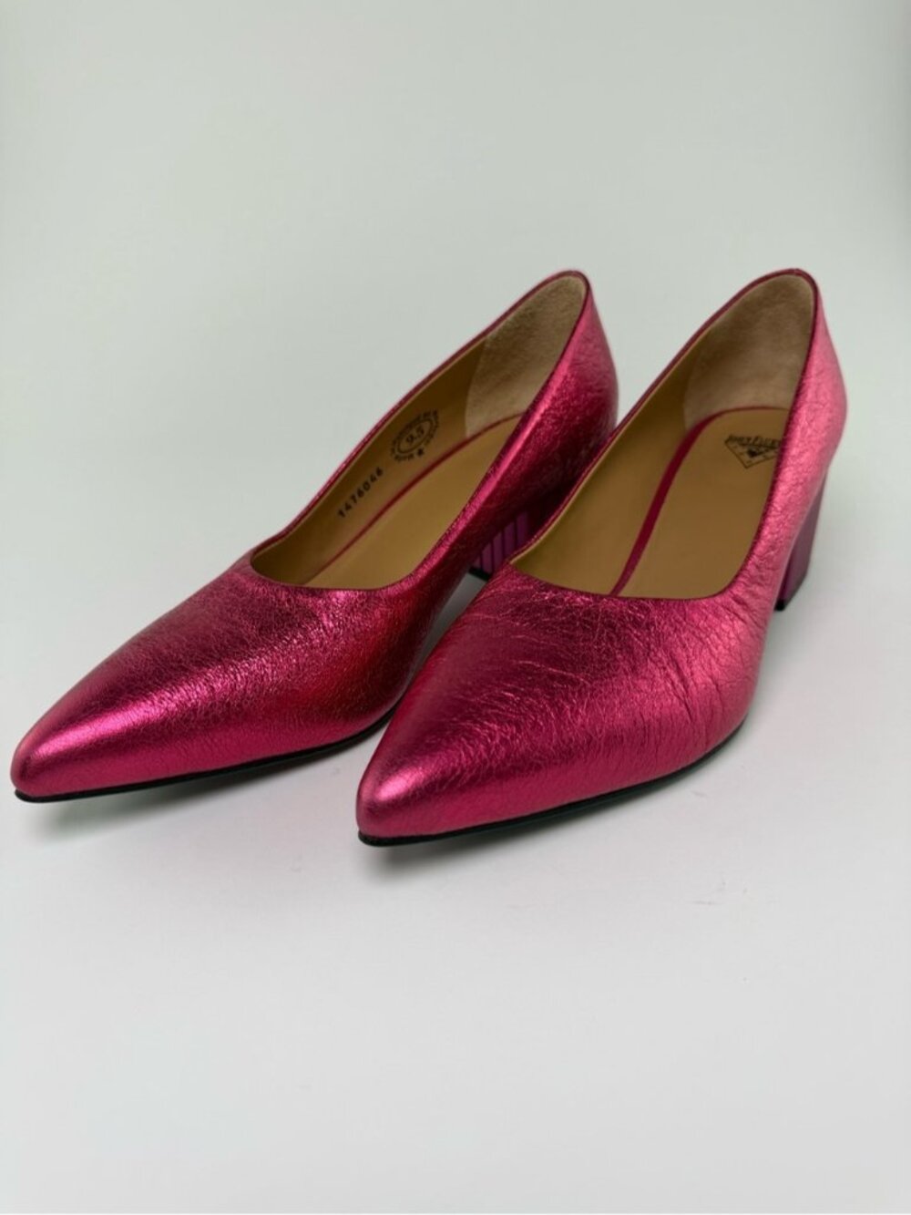John Fluevog Bebe Metallic Pink Pump with Block Heel Size 9.5 - Picture 6 of 14
